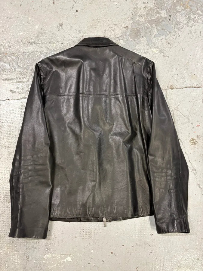 2000s Kenzo Homme Black Leather Jacket (L/XL) yGgoivZ 4