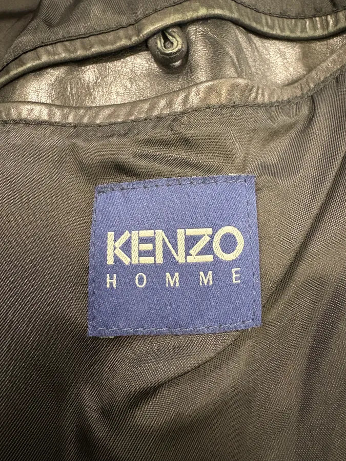 2000s Kenzo Homme Black Leather Jacket (L/XL) yGgoivZ 7