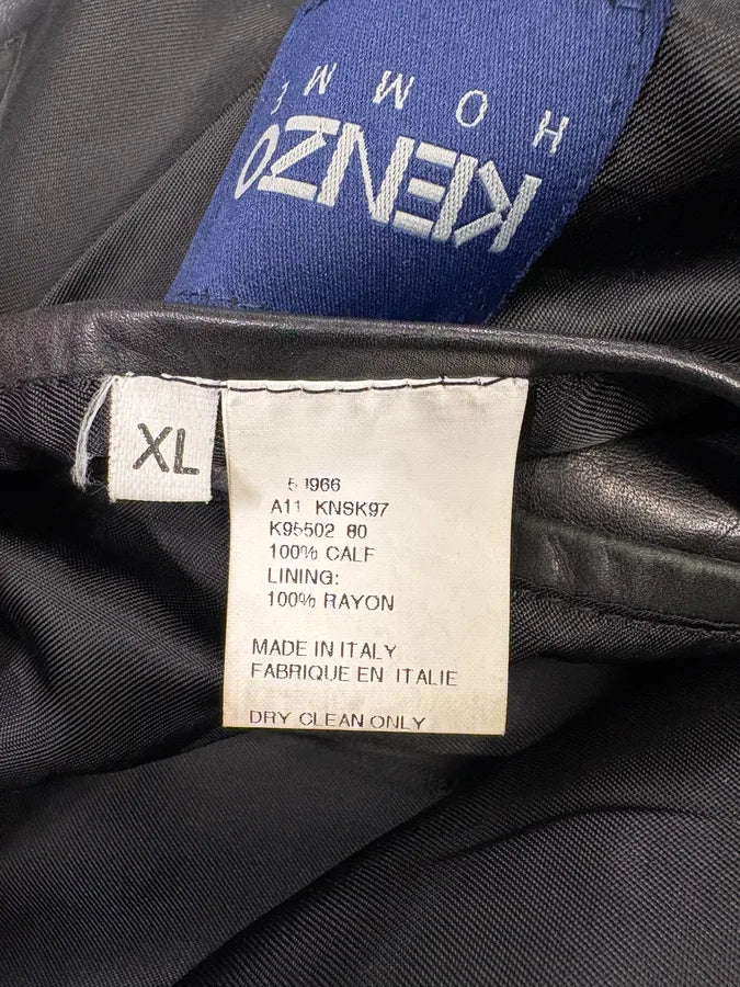 2000s Kenzo Homme Black Leather Jacket (L/XL) yGgoivZ 8