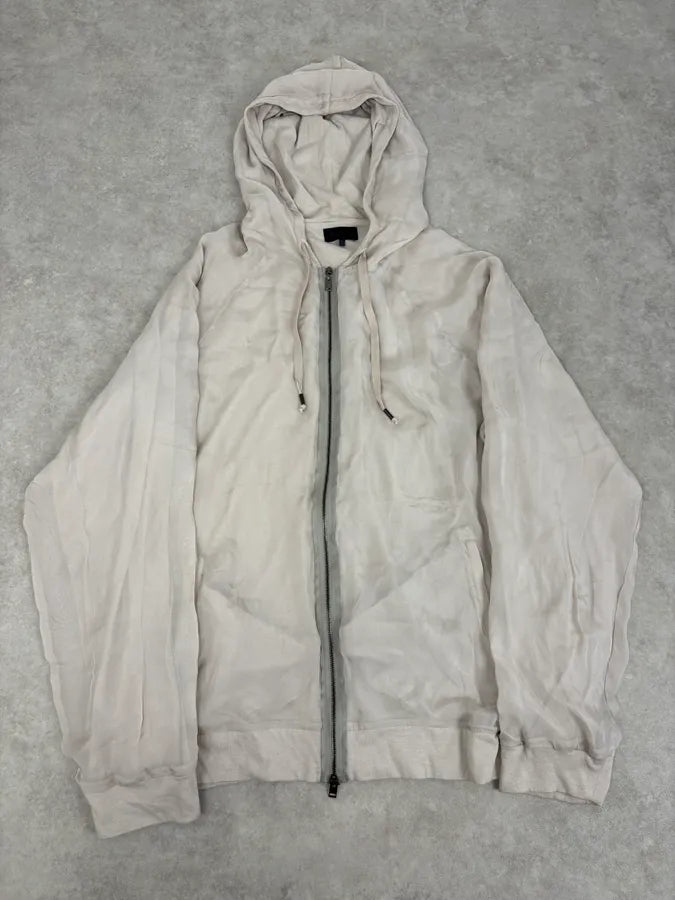 SS2020 Lanvin Beige Silk Layered Zip-up Hoodie  kQcayQU 0