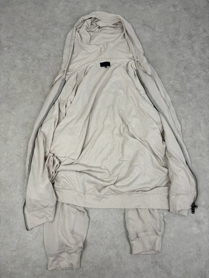 SS2020 Lanvin Beige Silk Layered Zip-up Hoodie  kQcayQU 6