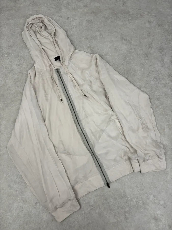 SS2020 Lanvin Beige Silk Layered Zip-up Hoodie  kQcayQU 3