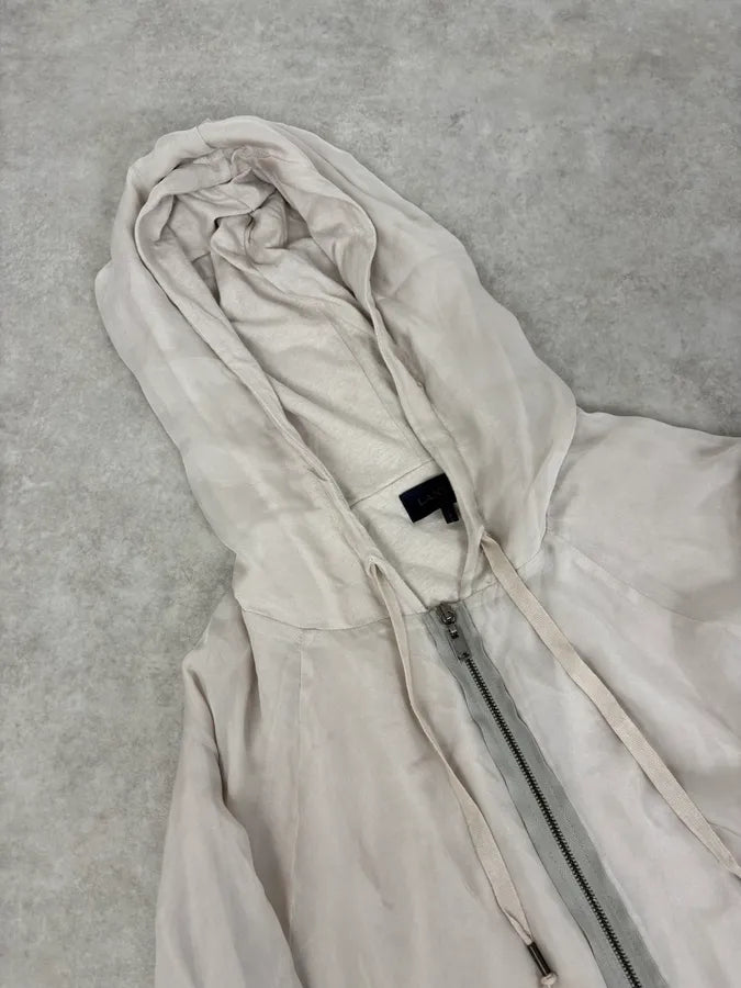 SS2020 Lanvin Beige Silk Layered Zip-up Hoodie  kQcayQU 4