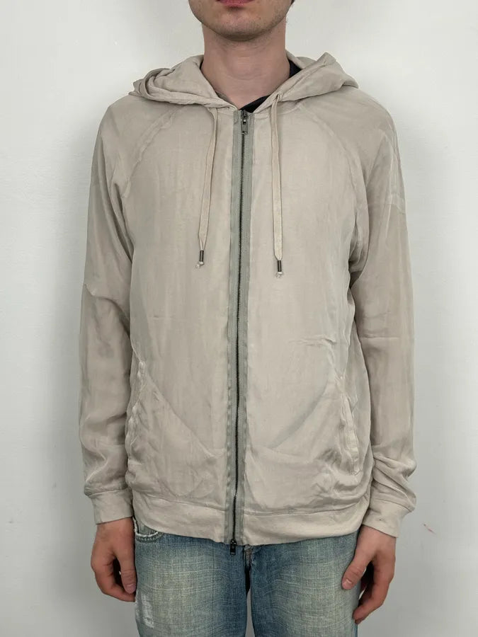 SS2020 Lanvin Beige Silk Layered Zip-up Hoodie  kQcayQU 1