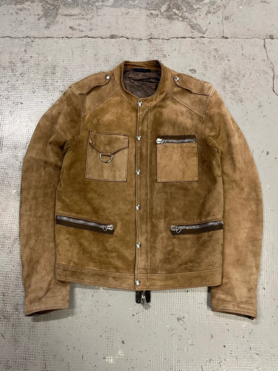 2010s Lanvin Multi-Pocket Beige Suede Leather Jacket EEYmgnw 0