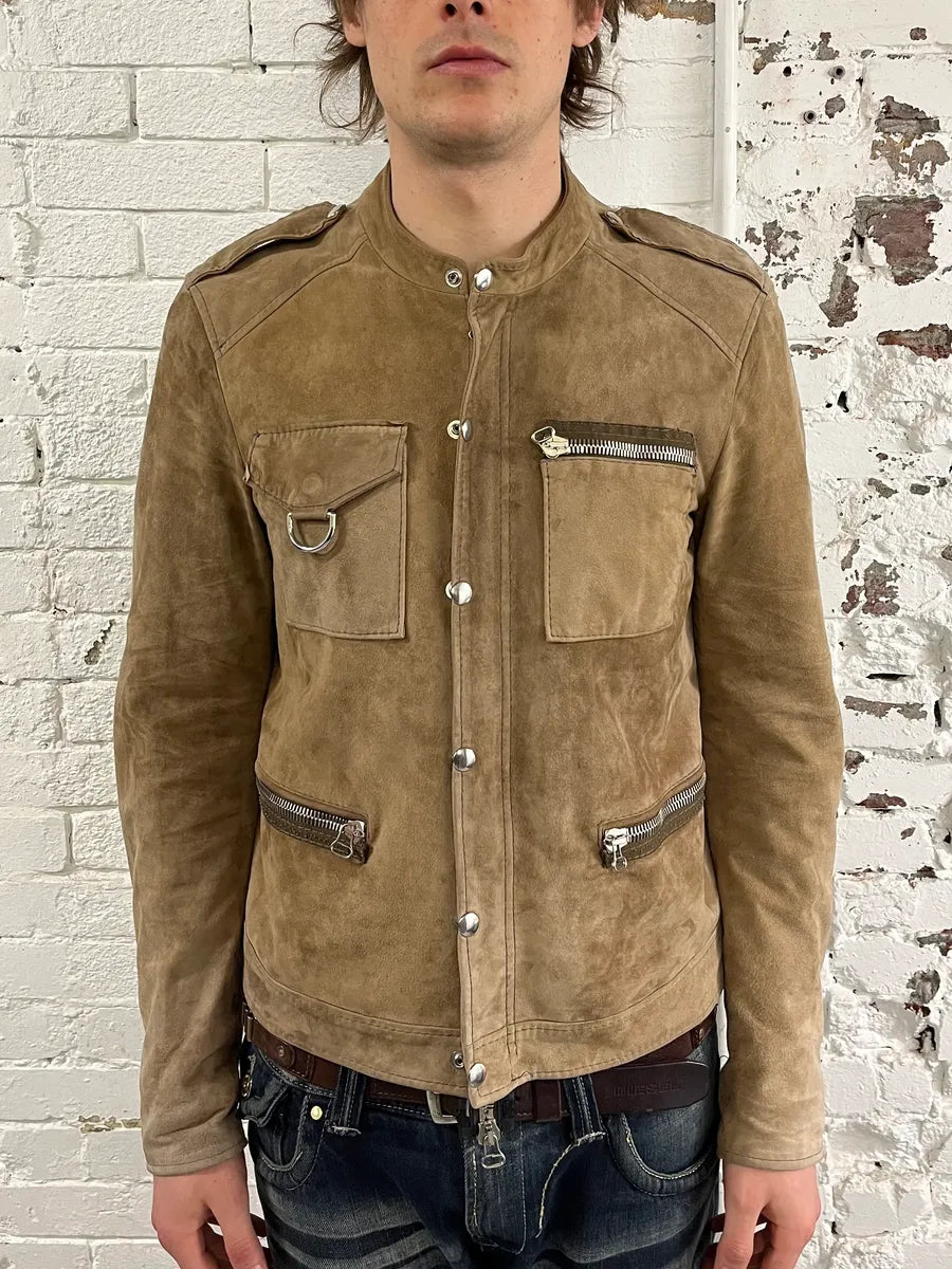 2010s Lanvin Multi-Pocket Beige Suede Leather Jacket EEYmgnw 1