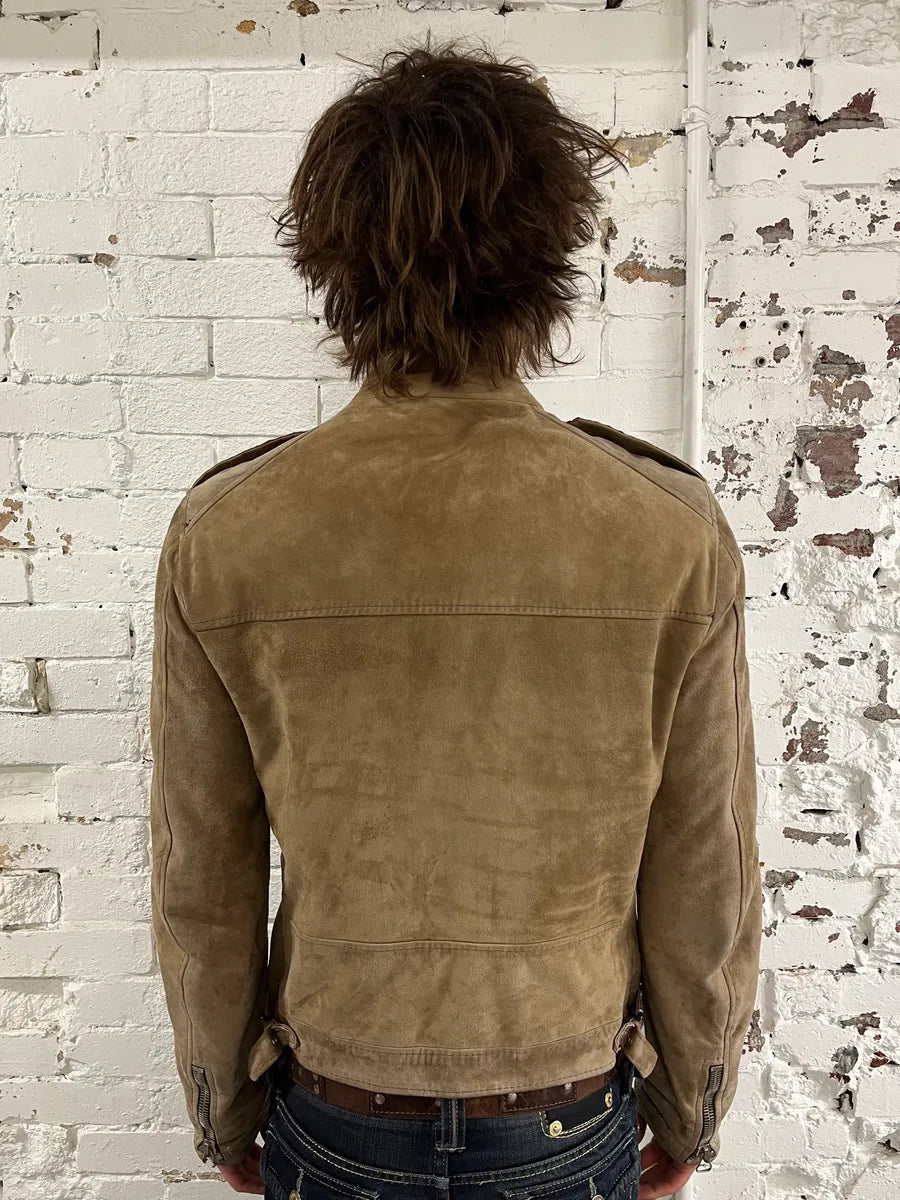 2010s Lanvin Multi-Pocket Beige Suede Leather Jacket EEYmgnw 2