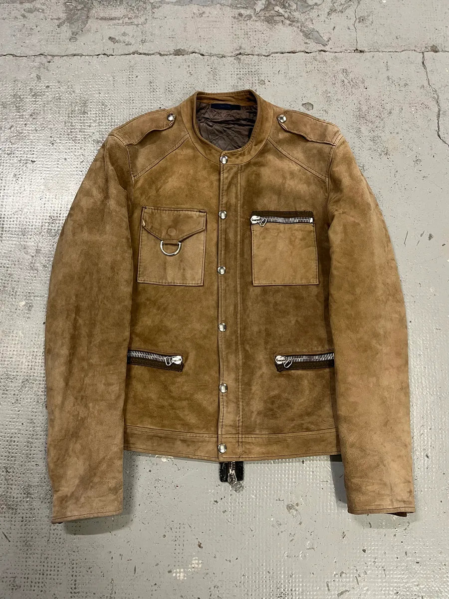 2010s Lanvin Multi-Pocket Beige Suede Leather Jacket EEYmgnw 3