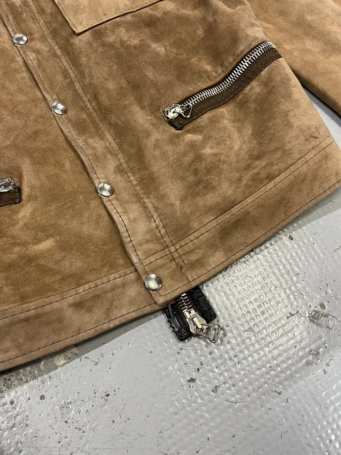2010s Lanvin Multi-Pocket Beige Suede Leather Jacket EEYmgnw 6