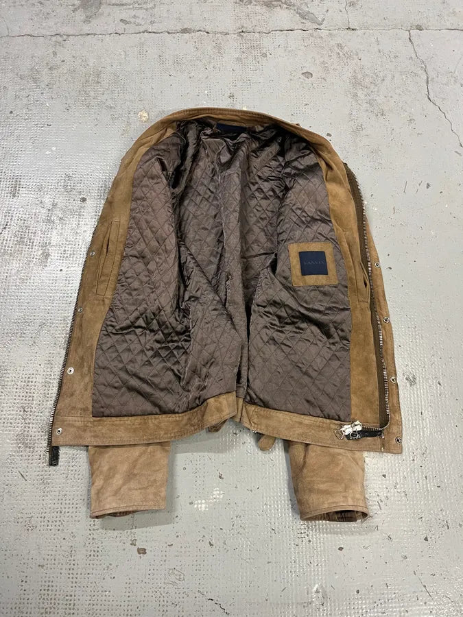 2010s Lanvin Multi-Pocket Beige Suede Leather Jacket EEYmgnw 9