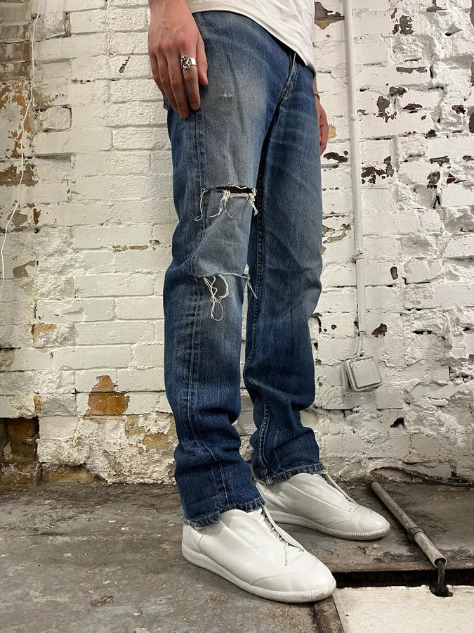 2000s Levis 501 Blue Distressed 501 Denim Jeans WjjBHbv 2