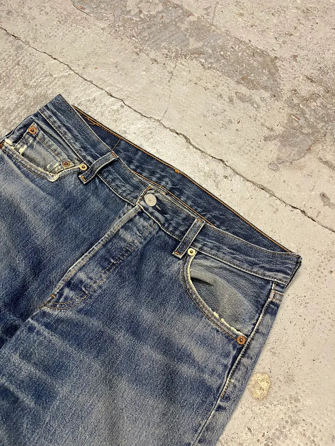 2000s Levis 501 Blue Distressed 501 Denim Jeans WjjBHbv 6