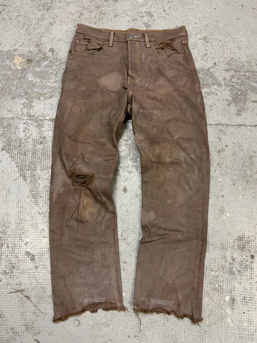2000s Levi’s 501 Brown Distressed Pants wcKjkRB 0