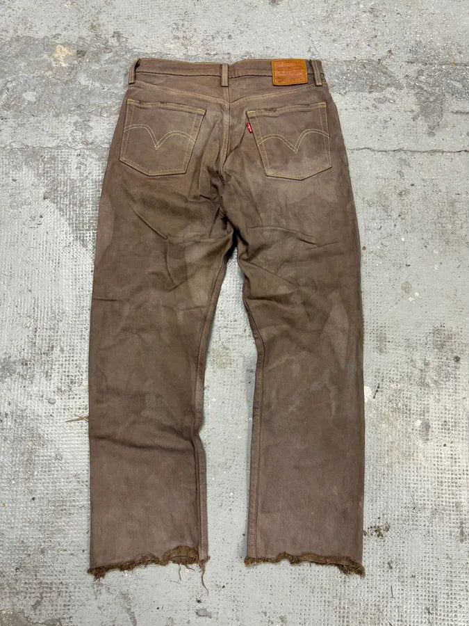 2000s Levi’s 501 Brown Distressed Pants wcKjkRB 4