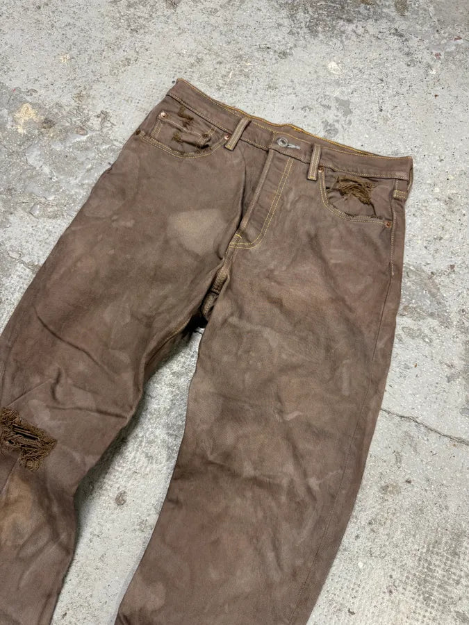 2000s Levi’s 501 Brown Distressed Pants wcKjkRB 7