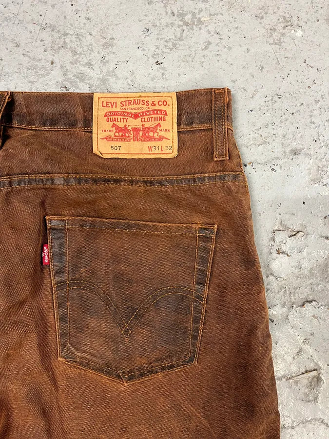 2000s Levi’s 507 Coated Faded Denim Brut Jeans (M/L) 7
