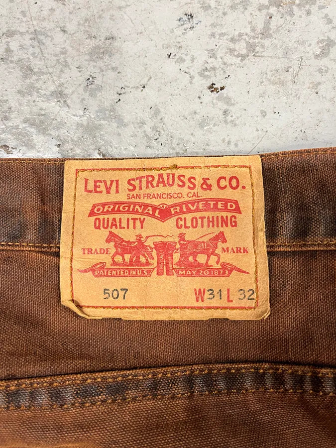 2000s Levi’s 507 Coated Faded Denim Brut Jeans (M/L) 8