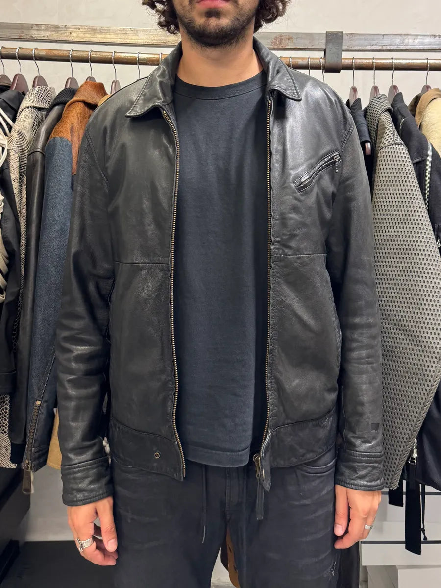 2000s Levi’s Black Leather Simple Jacket GUXzZvt 1