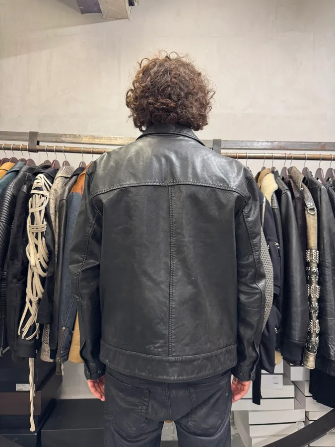 2000s Levi’s Black Leather Simple Jacket GUXzZvt 2