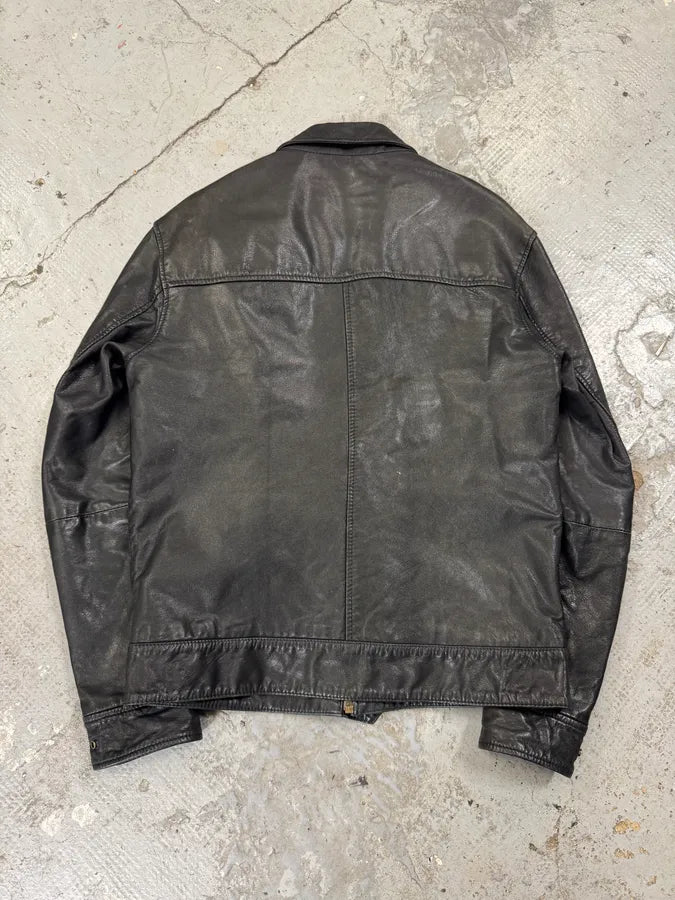 2000s Levi’s Black Leather Simple Jacket GUXzZvt 3