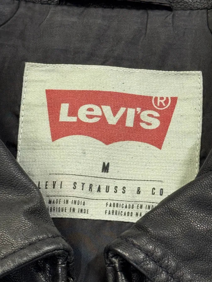 2000s Levi’s Black Leather Simple Jacket GUXzZvt 5