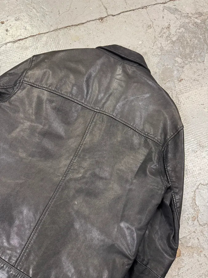 2000s Levi’s Black Leather Simple Jacket GUXzZvt 7