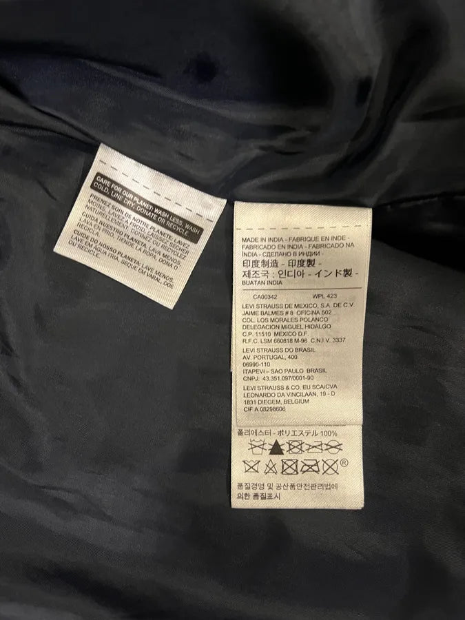 2000s Levis Black Leather Trucker Jacket (S) wKUauir 9