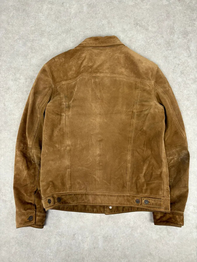 2000s Levi’s Camel Suede Leather Trucker Jacket PFMDOWT 4