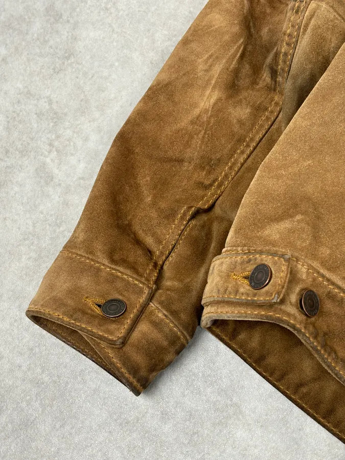 2000s Levi’s Camel Suede Leather Trucker Jacket PFMDOWT 9