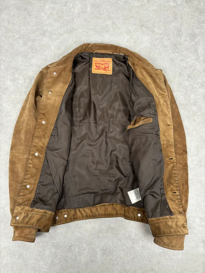 2000s Levi’s Camel Suede Leather Trucker Jacket PFMDOWT 6