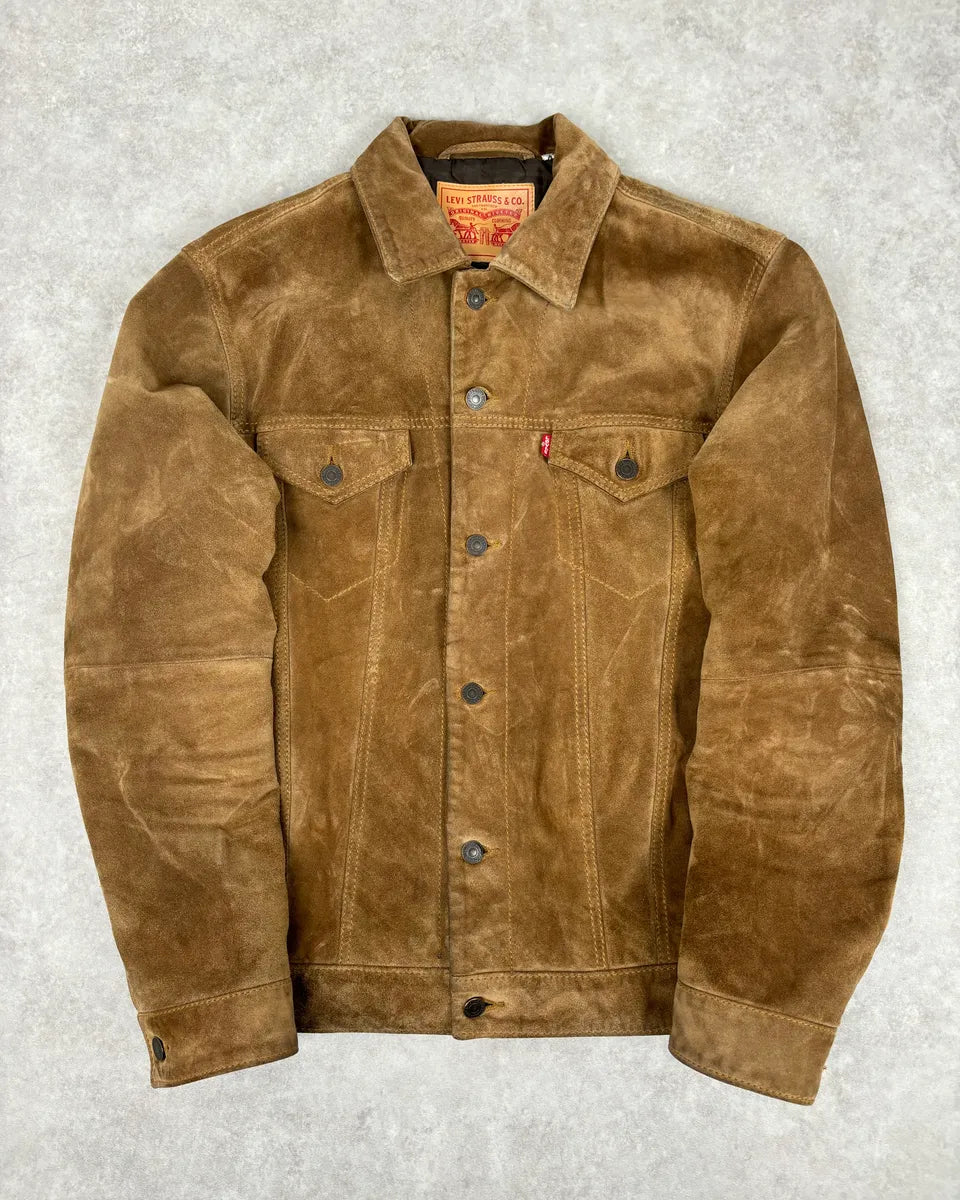 2000s Levi’s Camel Suede Leather Trucker Jacket PFMDOWT 0