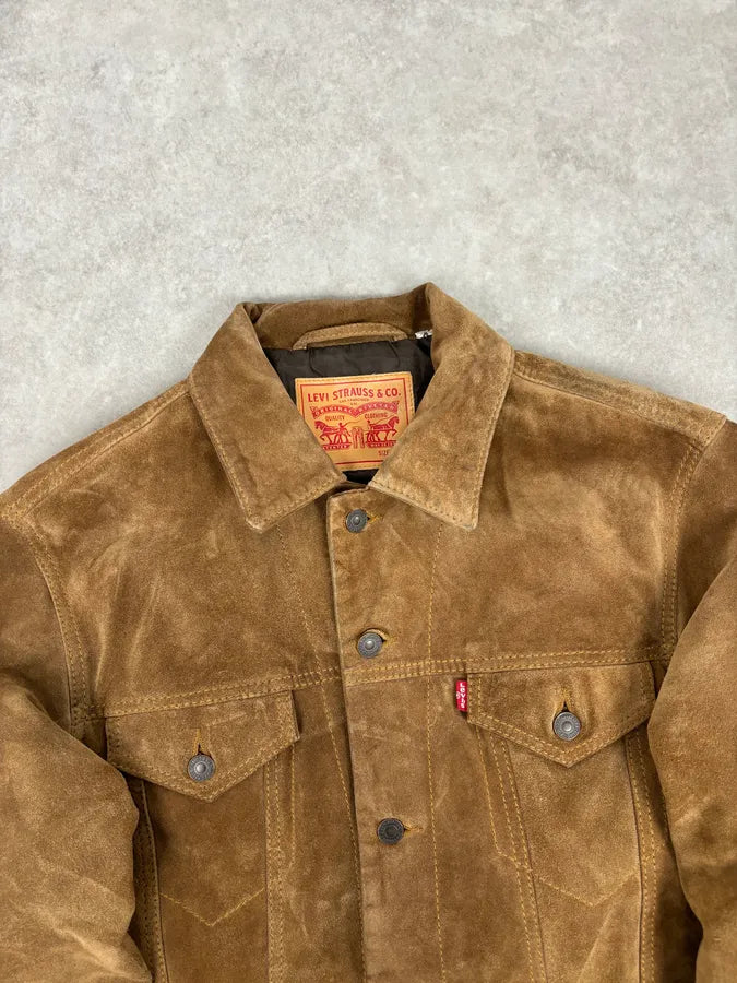 2000s Levi’s Camel Suede Leather Trucker Jacket PFMDOWT 3