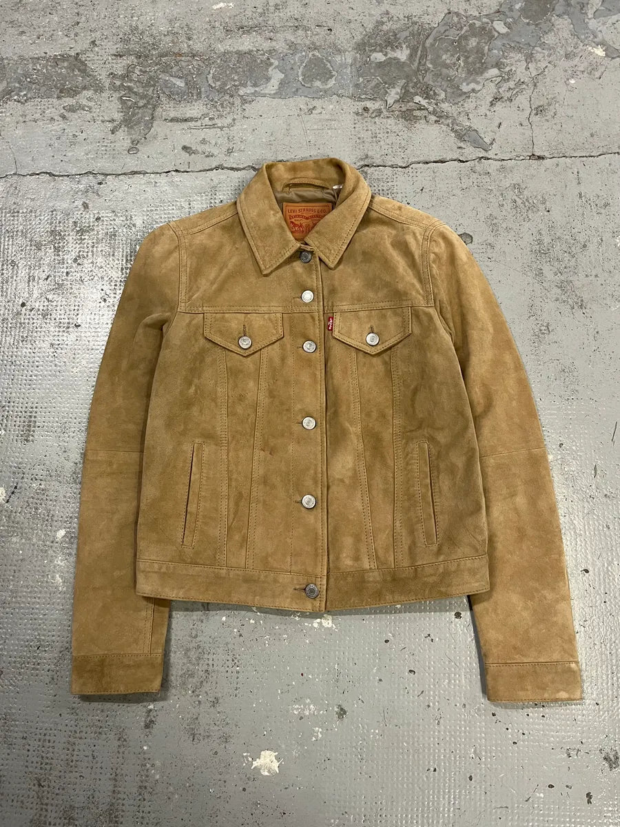 2000s Levi’s Camel Suede Leather Trucker Jacket dCnfblm 0