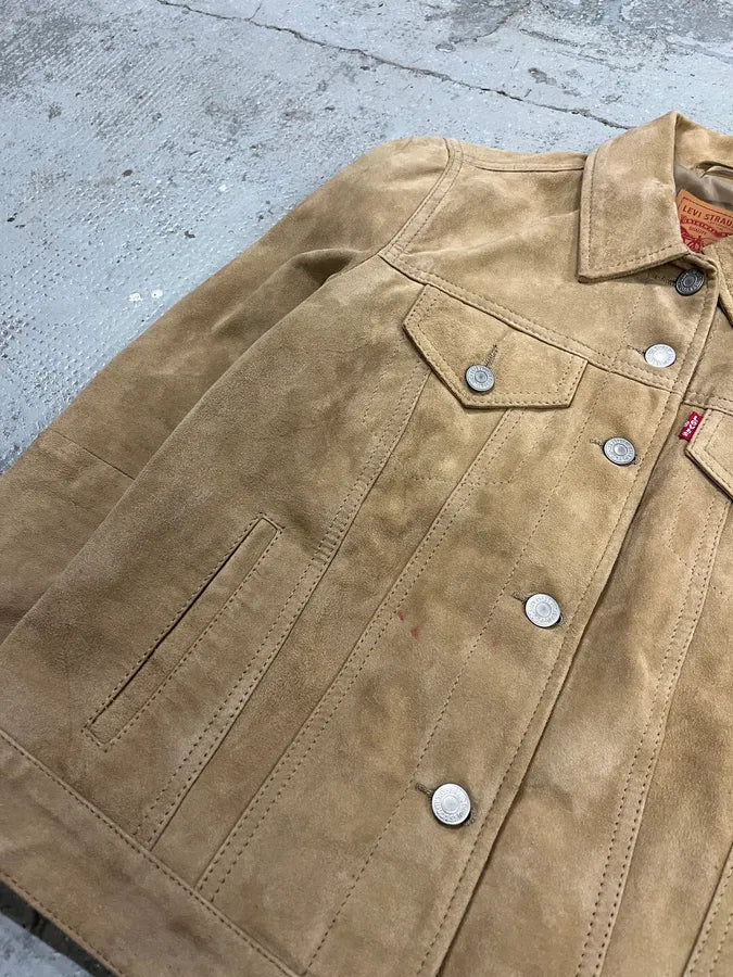 2000s Levi’s Camel Suede Leather Trucker Jacket dCnfblm 10