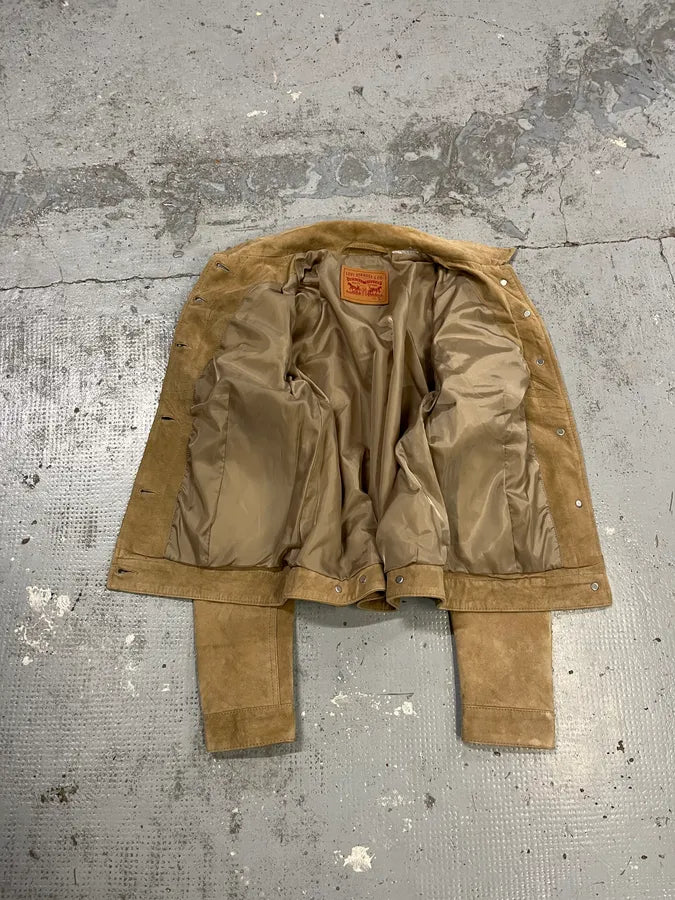 2000s Levi’s Camel Suede Leather Trucker Jacket dCnfblm 8