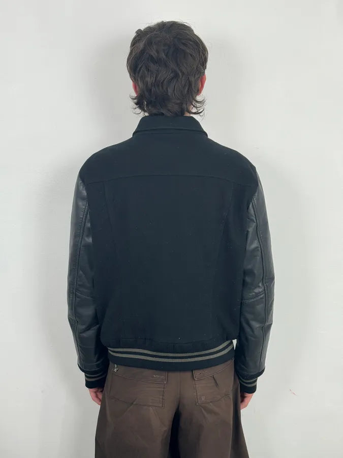 2000s Levi’s Leather & Wool Teddy Black Bomber Jacket bjRxxxC 2