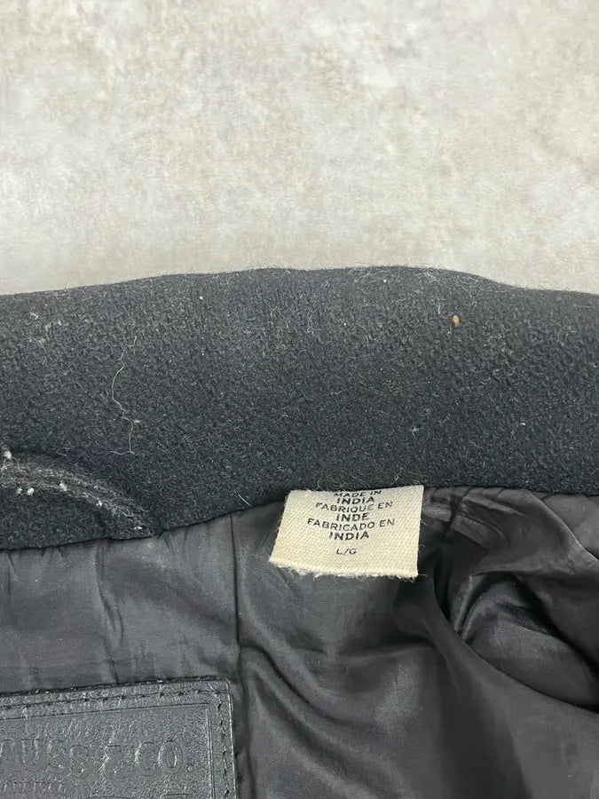 2000s Levi’s Leather & Wool Teddy Black Bomber Jacket bjRxxxC 8