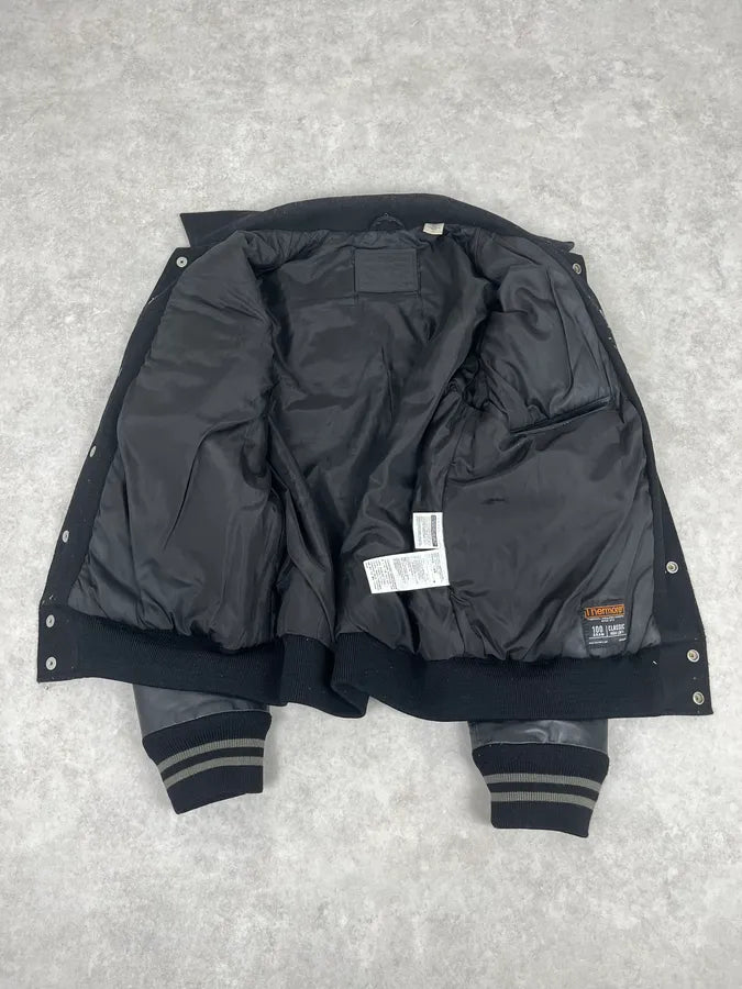 2000s Levi’s Leather & Wool Teddy Black Bomber Jacket bjRxxxC 6