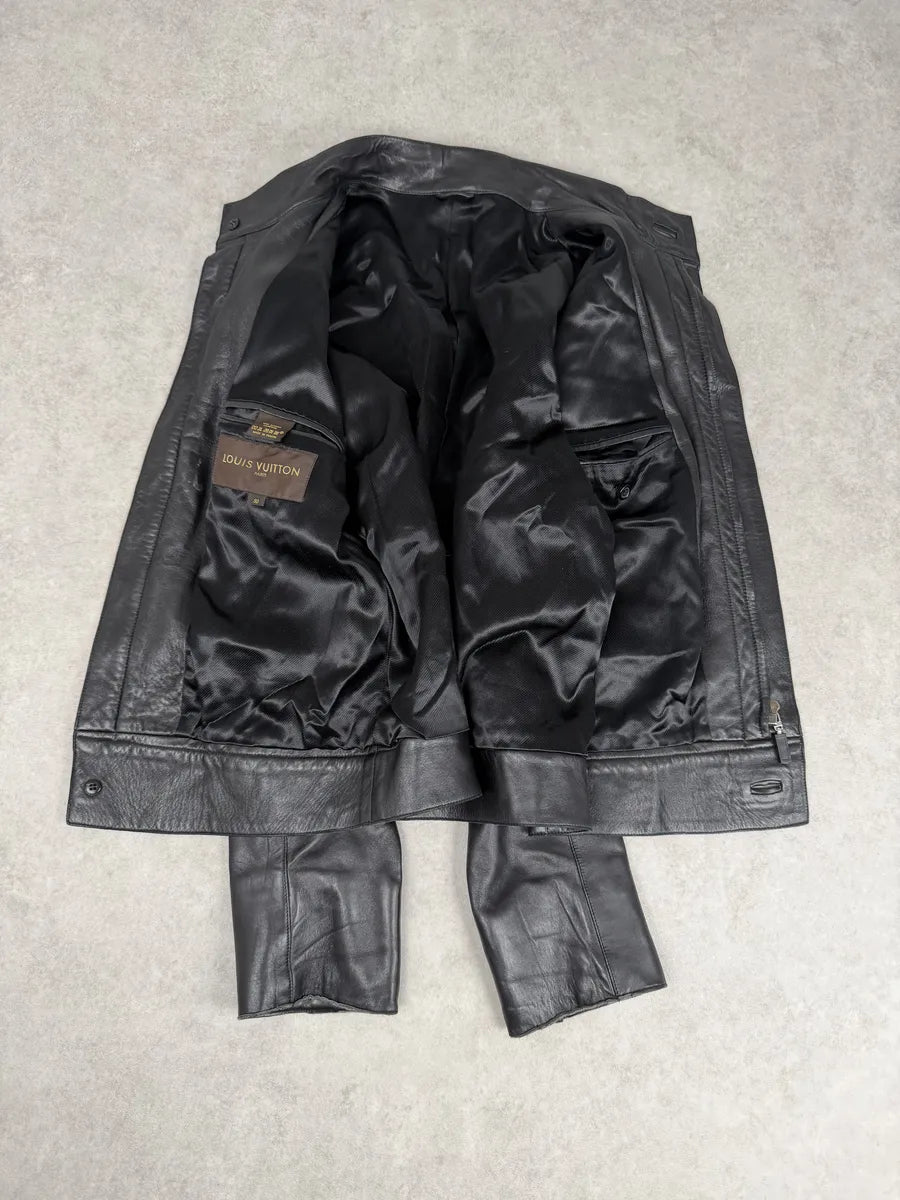 2000s Louis Vuitton Black French Classy Leather Jacket tRFKLOR 4