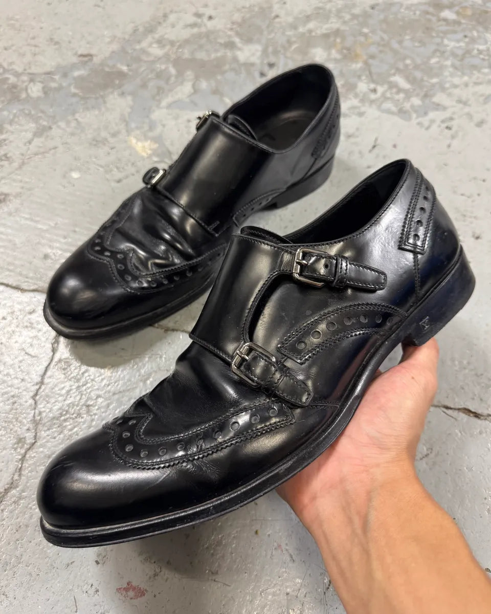 2000s Louis Vuitton Black Leather Loafers Straps Shoes HfAMTrK 0