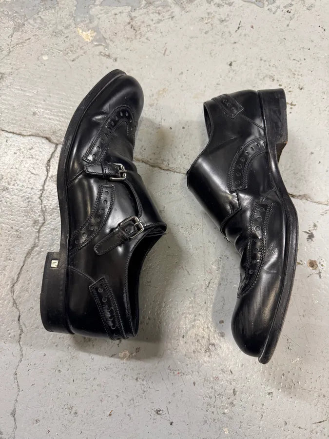 2000s Louis Vuitton Black Leather Loafers Straps Shoes HfAMTrK 3