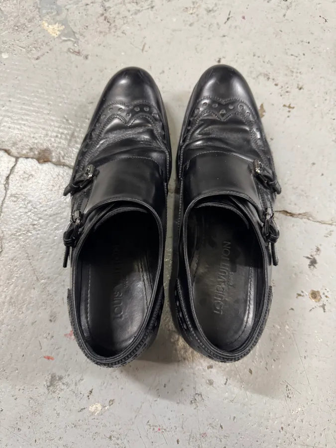 2000s Louis Vuitton Black Leather Loafers Straps Shoes HfAMTrK 4