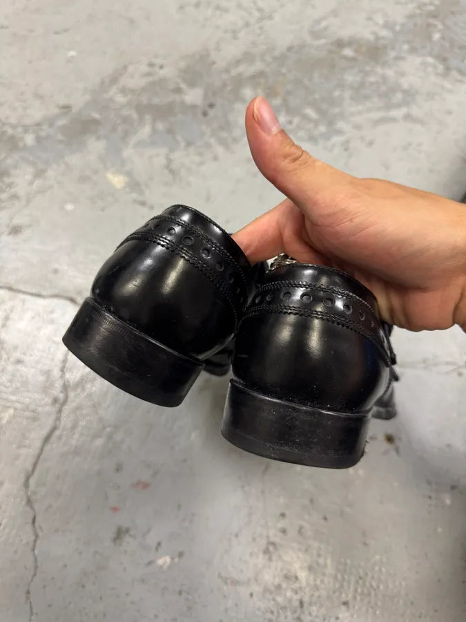 2000s Louis Vuitton Black Leather Loafers Straps Shoes HfAMTrK 5