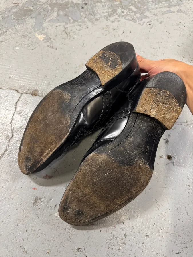 2000s Louis Vuitton Black Leather Loafers Straps Shoes HfAMTrK 6