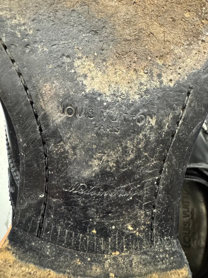 2000s Louis Vuitton Black Leather Loafers Straps Shoes HfAMTrK 9