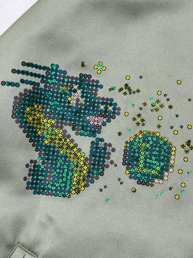 SS2024 Louis Vuitton Jade Green Dragon Light Varsity Jacket YKGmifn 9