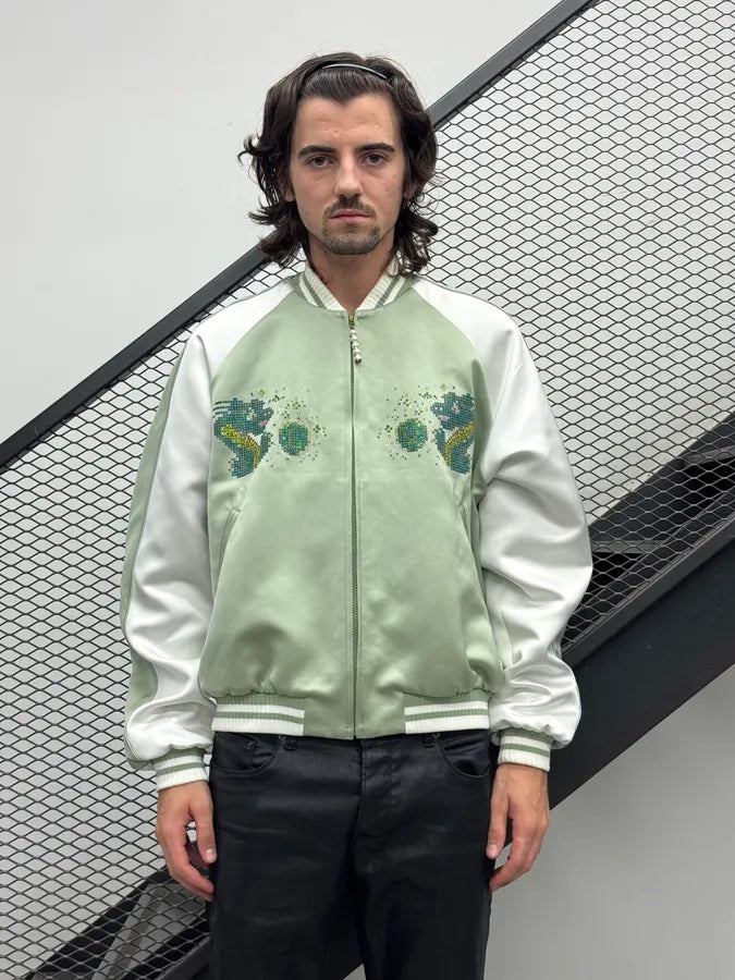 SS2024 Louis Vuitton Jade Green Dragon Light Varsity Jacket YKGmifn 1