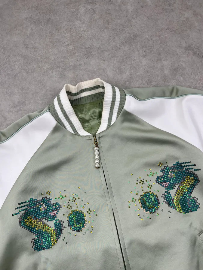 SS2024 Louis Vuitton Jade Green Dragon Light Varsity Jacket YKGmifn 3