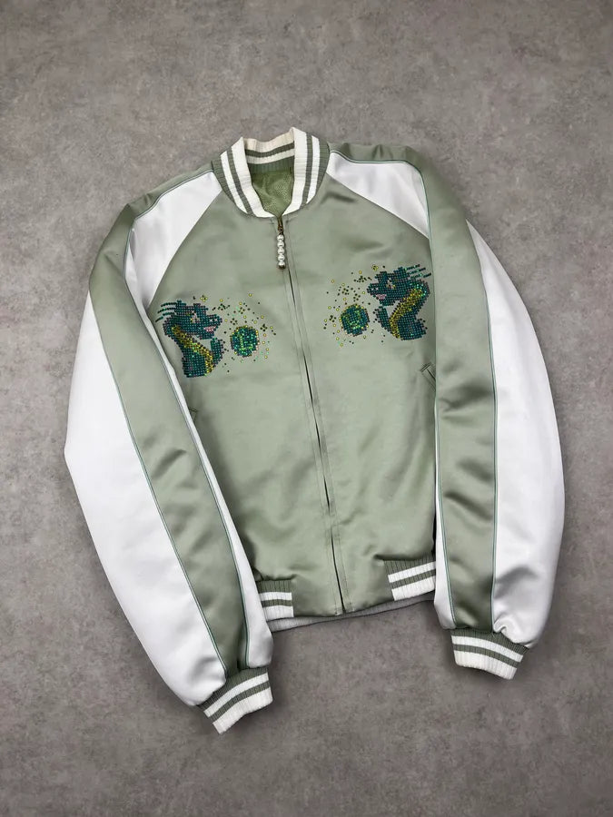SS2024 Louis Vuitton Jade Green Dragon Light Varsity Jacket YKGmifn 4