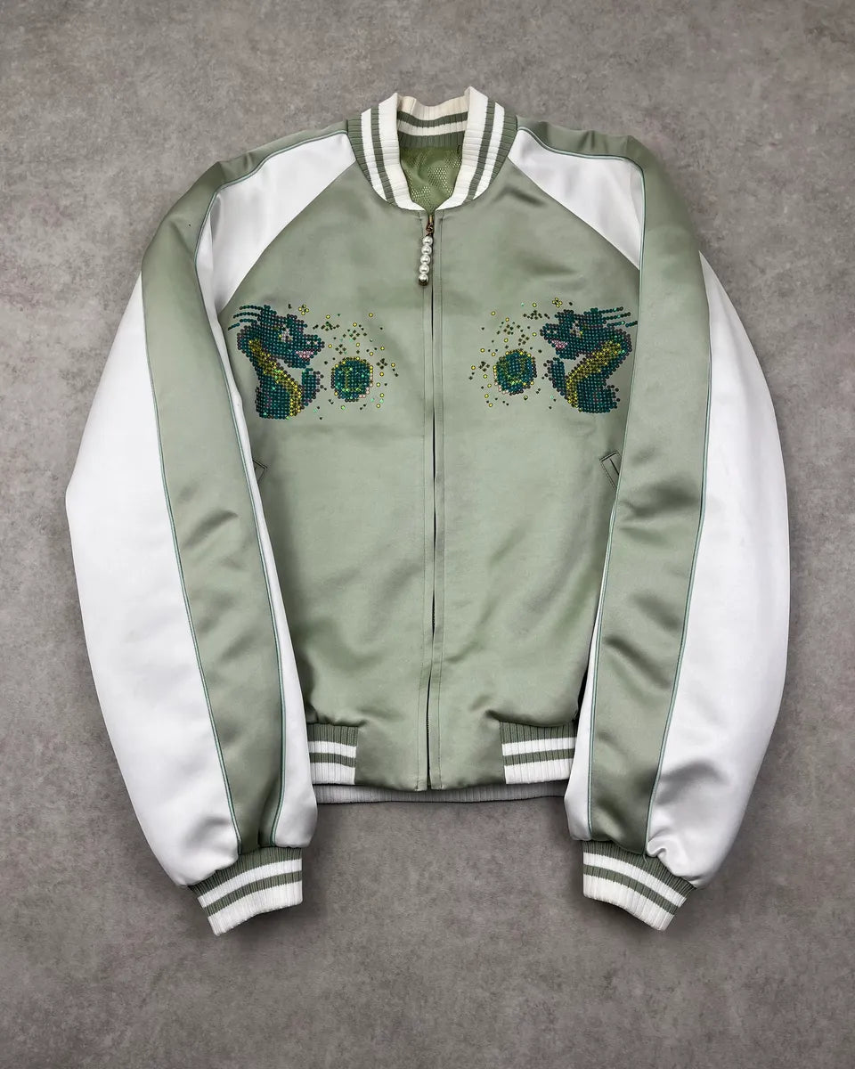 SS2024 Louis Vuitton Jade Green Dragon Light Varsity Jacket YKGmifn 0